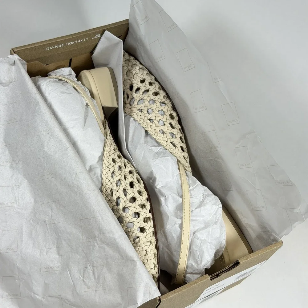 Dolce Vita Size-10M Birdie Off White Woven‎ Slingback Flats